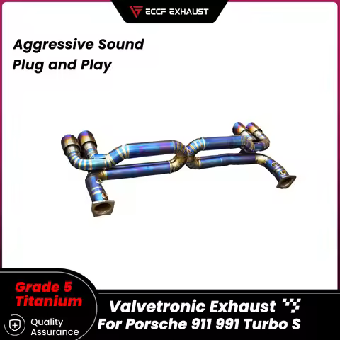 Sporty TItanium Catback Exhaust for Porsche 911 991 Turbo S Freely Adjustable Sound Control Easy Ins