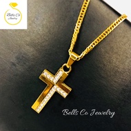 Cross stainless gold necklace