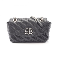【二手】巴黎世家 (Balenciaga) BALENCIAGA單肩包 BB Logo 501681 黑色皮革 BB Monogram 鏈條單肩包 女士二手 A