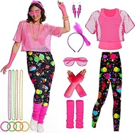 80s 90s Outfit Women's Set, Aerobic Outfit 80s 90s Women's Set, 16 Pieces 80s 90s Neon Party Outfit