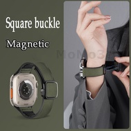 Leather folding Strap for iWatch Ultra Luxury Strap For iWatch Series 7 6 SE 5 4 3 2 Metal magnetic 