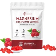 Hywebvctok 400mg Magnesium Bisglycinate Gummies with Vitamin B6, C, D3, Promotes Muscle & Nerve Func