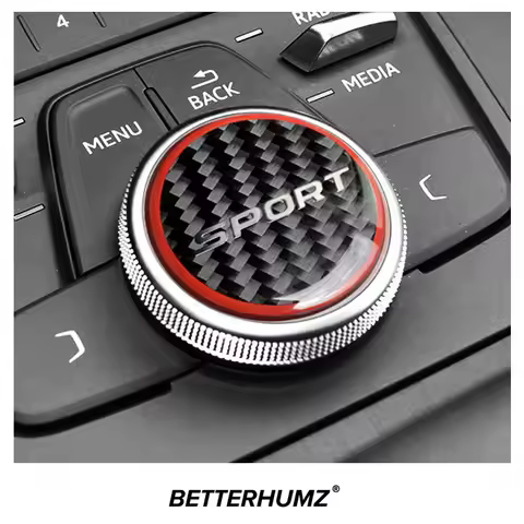 For Audi A4 B9 A3 8V Q5 FY Carbon Fiber Center Console Multimedia Knob Trim Sport Sticker Car Interi