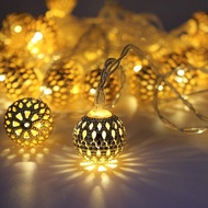Iron pattern Moroccan ball light string festival various indoor and outdoor warm light background ph