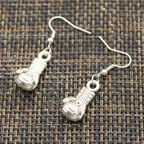 New Fashion Handmade Volleyball Baseball Bat Boxing Glove Hockey Pendants Silver Color Earrings For 