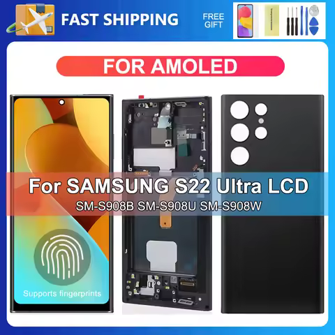 AMOLED S22 Ultra For Samsung For S908 S908B S908U S908W S908E LCD Display Touch Screen Digitizer Ass