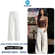Women's White Wide Leg Jeans Bigsize 40–90kg High Waist Straight Concealer MS105 – 2KJeans
