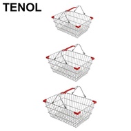 [TENOL] Shopping Basket, Storage Basket with Organizer, Supermarket Storage Container, Metal Dustpro
