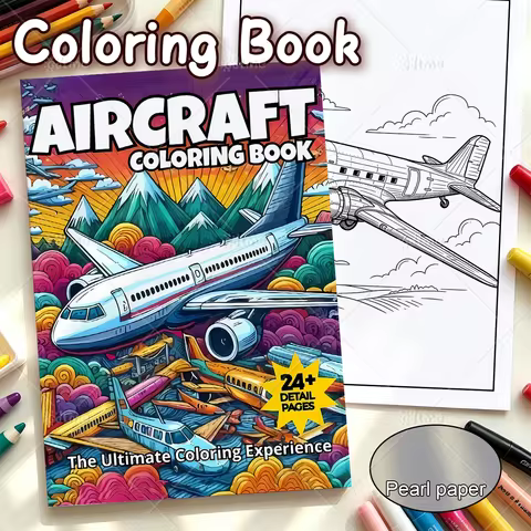 Aircraft Coloring Book Thick Line Stress Relief Coloring Pages For Adults Aviation Enthusiasts Relax