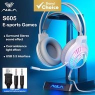 AULA S605 Pro Gaming Headset 50mm Drivers Foldable Design Detachable Mic for Gamers & Streamers Head