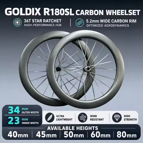GOLDIX R180SL Carbon Spoke Wheelset Disc Brake 36T Ratchet Hub 5.2mm Wide Carbon Fiber Spokes Road B