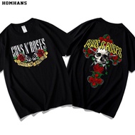 Red Korean Guns' N 'Roses Guns & Roses Gun Flower Band Rock Pure Cotton Short-Sleeved T-Shirt Men Wo