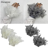 Orangesea Feather Wristband for Girl Detachable Feather Wrist Cuffs Goth Decorative Cuffs