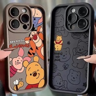 Cute Winnie the Pooh Case For OPPO A57 A78 A98 5G A38 A16 A16S A77 A77S A53 A33 A9 A5 2020 A52 A72 A74 A92 A93 A94 A54 A55 A58 4G R11S A16K A16E Phone Casing Matte Soft Silicone