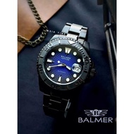 BALMER | 8135G BK-45 Automatic Sapphire Men Watch with Black Blue Dial Black Stainless Steel [free b