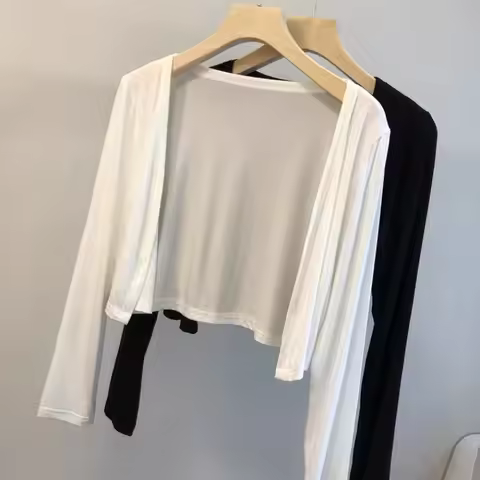 New Shrugs Women Solid Breathable Sun Shading Bolero Shirt Tops Cardigans Korean Style Female All-ma