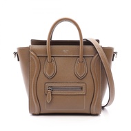 【二手】Celine CELINE手提包 Luggage Nano Shopper 2WAY 摩卡皮革 Luggage Nano Shopper 女款二手 A