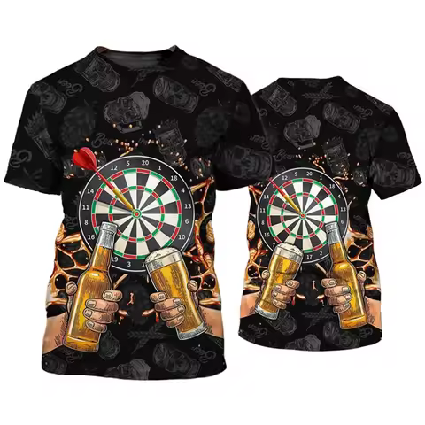 Cool Design Dart League T Shirt for Men Sports Gym T-shirt 3D Darts Gift Printing Tee Shirts Womens 