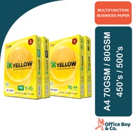 IK Yellow A4 Copier Paper (70gsm, 80gsm / 450's, 500's)(1 Ream) / A4 Paper / Kertas A4 (450 Sheet , 