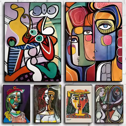 P-Picasso abstract art Poster HD art sticky wall waterproof home living room bedroom bar aesthetic d