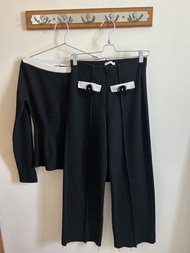 Zara 小香風黑色top + 褲套裝 S碼