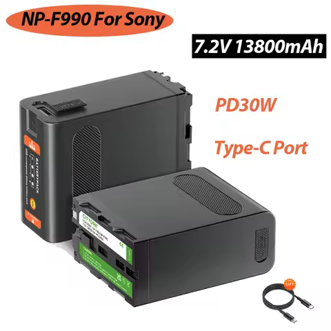 13800mAh NP F990 NP F970 NP-F980 Battery with PD30W USB Type-C Fast Charging Cable for Sony NP F960 