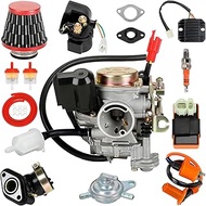 EOPOAYI GY6 50cc Carburetor Ignition Coil Voltage Regulator Rectifier Solenoid Relay CDI Kit Compati