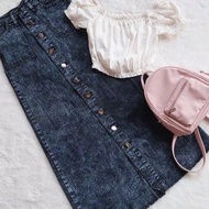 HITAM Direct Atc BLACK SNOW BUTTON ROK // LONG BUTTON UP MAXI SKIRT SNOW BLACK JEANS ROK// LONG JEAN