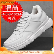 New Height Increasing Shoes for Men 10cm Invisible Elevator Sneakers White L eathe Sport Zapatillas 