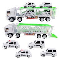 Big truck Double Deck Trailer Tractor police car toy big truck trailer set/Mainan lori