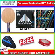 DONIC Persson Exclusive OFF FAST TOPSPINS BLADE + DONIC Acuda S2 Spin-Elastic Inverted + Donic Liga 