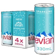 Evian Natural Mineral Water From France Sparkling Water Tin 4 x 330ml