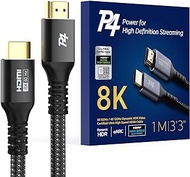 P4 Immerse Yourself in 8K Brilliance! 3.3 FT Certified HDMI Cable 2.1 - Ultra High Speed, Braided, 8K@60Hz, 4K@120Hz, eARC, HDR10+, Atmos - Perfect for Apple TV, Roku, Netflix, PS5, and More!