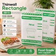 THINWALL 750ML RECTANGULAR PLASTIC FOOD CONTAINER 750ML (CONTENTS 25 PCS)