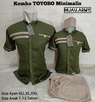 MIMCLOTHING.ID BAJU KOKO COUPLE AYAH &amp; ANAK WARNA HIJAU ARMY BAHAN KATUN TOYOBO PREMIUM | KOKO DEWASA &amp; ANAK LENGAN PENDEK | STELAN KOKO ANAK | BISA JUAL TERPISAH | KOKO PREMIUM TERBARU