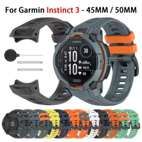 Silicone Strap For Garmin Instinct 3 Smart Watch Band for Instinct 3 45MM / INSTINCT solar 50MM Watc