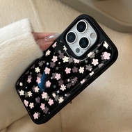 case for iphone xr 11 12 13 14 15 16 pro max plus air back cover pink floral pattern tpu case hitam 