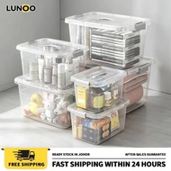 LUNOO 46L Transparent Storage Box With Lid Stackable Clothes Toys Storage Organizer Box Large Capaci