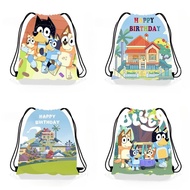 Bluey Drawstring Bag Drawstring Backpack Children's Birthday Party Pocket Cartoon Bluey Portable Sto