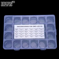 24Values 1200PCS 0402 0603 0805 1206 Red Yellow Blue Green White SMD LED