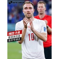 SFS Hummel Genuine 2022 World Cup Denmark Away Jersey Player Version Short Sleeve Ericson Football J