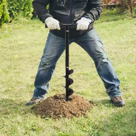 A3 Steel Manual Earth Auger, 10CM Spiral Drill for Garden Fence Posts, Tree Planting and Ground Digg