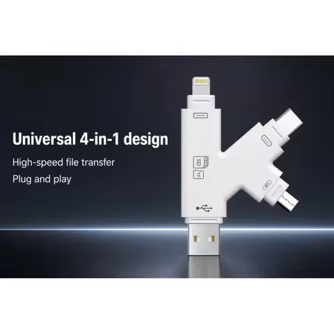 Multimemory 4 in 1 I Flash Drive USB For IPad Touch MAC PC Micro SD&TF Card Reader Adapter Laptop Ac