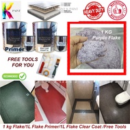 DIY Epoxy PURPLE Flake Coating ( 1KG FLAKE / 1L PRIMER /1L CLEAR COAT / FREE TOOLS Kit )floor Toilet Waterproofing FLAKE