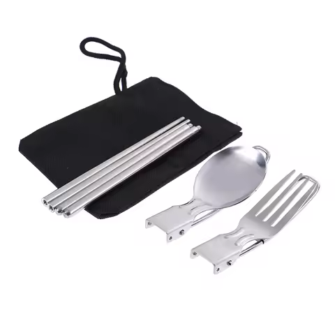 1set Portable Travel Picnic Foldable Cutlery Set Spoon Fork Knife Chopsticks