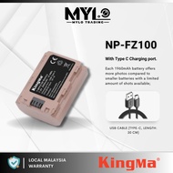 KingMa USB-C Rechargeable Camera Battery NP-FZ100 1960mAh 7.4v For Sony a7R IV / a7R III / a7 III / 