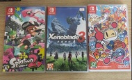 二手Switch games - Splatoon 2 / Xenoblade  3 / 炸彈人2