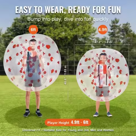 Inflatable Bumper Ball 1-Pack 4FT/1.2M Body Sumo Zorb Balls for Teen & Adult 0.8mm Thick PVC Human H