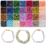Ybxjges 4800Pcs 7mm Tube Beads Kit with 28 Colors Glass Bugle Seed Beads Small Craft Beads for DIY B