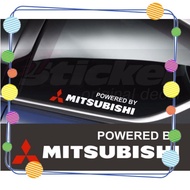 2 p cs. Powered by MITSUBISHI Window Decal sticker emblem white + red logo
